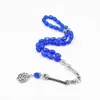 Strand tasbih naturale agate blu di pietra perline di preghiera di pietra musulmana Misbaha 33 45 51 66 99Beads Professional Rosary Bead