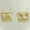 Camisoles Réservoirs Spaghetti Sangle Femmes Crop Tops Pour L'été Débardeur Femme Dames Sans Couture Soutien-Gorge Sling Sexy Bras Sans Manches Tube Avec Tasses