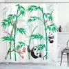 Shower Curtains Funny Cartoon Cute Colorful Birds Fence Flower Plant Leaves Kids Bath Curtain Modern Children Bathroom Decor Set