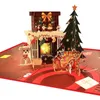 Sound personnalisé en gros Musique enregistrable 3D pop-up Luxury Christmas LED Light Greeting Gift Paper Cards 240323