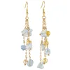 Boucles d'oreilles pendantes en cristal naturel pour femmes, goutte de pierre, longue chaîne, pierres tombées, bijoux