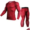 Mens Thermal Underwear 2024 Rashguard Mma Compression Clothing Suit Tops Tees Base Layer Leggings Men Bodybuilding Crossfit T-Shirt Dr Ot2Y5