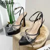 Отсуть обувь 2024 Новая платформа заинтересованная женские насосы дизайн насосов Прозрачный хрустальный бабочка-узлы сексуальные высокие каблуки женские сандалии H24040328RI