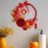 Decoratieve bloemen Jaar krans winter voordeur decoratie hangen met rode bessen kunstmatige bloemen voor raam veranda