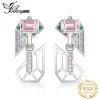 Boucles d'oreilles bijouxais Nouveau arrivée géométrique 6.4ct émeraude coupé rose pierre de pierre de pierre 925 boucles d'oreilles en argent sterling pour femme cadeau de mode femme