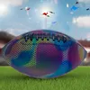 Taille 9 Entraînement brillant Rugby Ball Luminal Light Up Reflective Pu Leather SAFE SAFE Great American Football Toy Cadeaux 240402