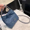 Denim skräpväska designer kvinnor axelväska diamant kontrollera silver hårdvara metall bokstav lyx handväska matelasse kedja crossbody väska makeup väskor handväska 17 35 cm