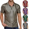 Magliette maschile moda costume da discoteca 70s costume da bronzing bavande t-shirt manica corta bottone estate club club tops camicia da camicia da uomo