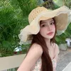 Wide Brim Hats Sun Women 여름 럭셔리 레이스 진주 레이디 캡 소녀 밀짚 모자 해변 여행