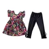 Collection de vêtements pour enfants vendant des enfants petite fille boutique de manche volante robe de pantalon de mode de mode 240403