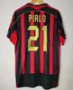 Maillots de football rétro à manches longues Kaka Baggio Maldini VAN BASTEN Pirlo Inzaghi Gullit Shevchenko Chemise vintage Classique Ac MiLaNO Chemise de football 96 97 06 07 13 14