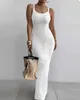 2024 Sukienki swobodne luksusowe sukienki plus rozmiar Nowy najlepiej sprzedający się biały kamisole szczupłowe dopasowanie długiej spódnicy seksowna sukienka letnia gr9o