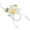 Dekorativa blommor Corsage Wrist Flower Bridegroom Decor Arvband för brudtärna Tyg Fake Armband