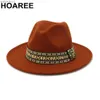 Brede rand hoeden emmer hoaree 2024 Nieuwe herenwol vilt fedora witte panama hoed sombrero jazz trilby Britse stijl varkens yq240403