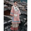 Robes de travail Irabeezt Style chinois jupe ensemble col montant manches longues imprimé manteaux plissé taille haute a-ligne jupes minorité nationale