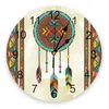 Wall Clocks Feather Ethnic Illustration Home Decoration Silent Round Watches For Living Room Kitchen Decor