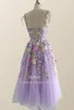 Party Dresses Bafftafe Lavender Floral Short Prom Corset Back Fitted Bones Embroidery Straps Formal Occasion Gowns 2024