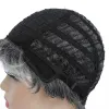 Perruques courtes couvertures de tête de la tête de grand-mère gris middleated vieille dame élégante cheveux synthétiques bouclés parfaits