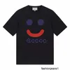 Designer SpringSummer New Product High Quality G Family Cotton T-shirt Couple Style Trendy Loose Graffiti Smiling Face Print Round Neck Casual Short Sleeve ILWE