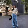2024 Early Spring New Full Pair C Loose Straight Print Jeans
