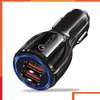 Andere interieuraccessoires Nieuwe Quick Charge 3.0 Car Charger Sigaretten Lichter Socket Adapter QC Dual USB -poort snel voor telefoon DVR MP3 D OTSFO