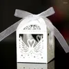 Embrulho de presente 50pcs a laser cisne caixa de doces de chocolate renda de casamento de casamento