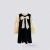 Lolita Girls puff sleeve princess dresses lady style kids Bows tie ruffle collar party dress spring autumn children clothes Z4290