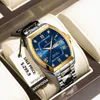 Relógios de pulso Poedagar Luxury Man Relógio Tonneau Dial Homens Homens assistem à prova de aço inoxidável luminoso Data de aço inoxidável Semana Men's Watches Sports Sports