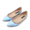 Slippers Ladies Ol Tacon Flats for Office Black Ballerine Femme Mujer Pointy Toe Rojas Soft Rivets Big Size 48 Court Shoes Elegant