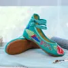 Laarzen Veoowalk Big Size 3443 Chinese stijl erwten borduurwerk damesflats Old Peking zachte zool casual ademende stoffen schoenen vrouw