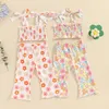 Clothing Sets Kids Clothes Girls 2 Piece Outfits Floral Print Bandage Sleeveless Camisole And Elastic Flared Pants Set Summer Baby