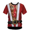 Мужские футболки модные и высококачественные рождественские картинки для мужских футболок Тенденция Тенденция Цифровая печать повседневная круглая шея с короткими рукавами 2443