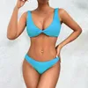 Menas de banho feminina 2024 Bikini Solid Women Women Sexy Swimsuit Set Biquini Mujer Brasilian Fêmea Brasileira de Cantura Praia de Summer Beach