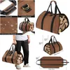 Outdoor Pads Mat Firewood Canvas Log Carrier Tote Bag Waxed Fireplace Large Wood Carrying With Handles Security Strap Cam Indoor Drop Otxcu