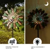 Garden Decorations Outdoor Solar Powered Luminous Windmill Lawn Courtyard Metal Crafts Iron Art Decoration