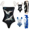 Set di abiti da spiaggia conservato da donna con stampato retrò da donna (2 pezzi con reggiseno e nessun reggiseno in acciaio)