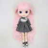 Icy DBS Blyth Doll Short Pink Hair Matte Face Joint Body White Hud Long 16 BJD Anime Toy 240403