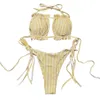 21 Eastmans Nowe stroje kąpielowe w paski plisowane koronki w Up Sexy Women Bikini