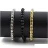 Bracelets de chaîne de tennis m 4/5 mm aaa cubic zirconia sier rose or noir couleur femme mode luxury wedding fête bangles mens crita dhah2