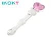 IKOKY Стеклянный фаллоимитатор с розовым сердечком для женщин Хрустальный мастурбатор для женщин для вагинальной и анальной стимуляции Стеклянная палочка для удовольствия q1707189306477