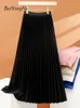 Spódnice beiyingni czarna długa plisowana spódnica panie solidny kolor koreański high street Fash Fashion elegancki dla kobiet elegancki saias