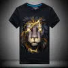 2024 New 3D Stereoscopic Men's Short Sleeved Personalized Animal Round Neck T-shirt Plus Size - Lightning Lion