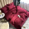 Bedding Sets 1000TC Egyptian Cotton Burgundy Red Luxury Set Solid Color Soft Silky Duvet Cover Flat/Fitted Bed Sheet Pillowcases