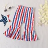 Giyim setleri 2024-03-20 lioraitiin kız bebek vatansever kıyafet mektubu baskı kısa kollu romper ve yıldız şerit parlama pantolonları kafa bandı