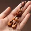 A Dream of Peach Wood Tiger Head Shoes Car Key Pendant Keychain Creative Mens Keychain Womens Pendant