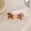 Orecchini per prigionieri rossi per donne 2024 marca di moda gioielli foglie di cristallo accessori vintage