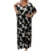 Women Long Print Swimwear Cover Up Dress V Neck Side Split Turkish Kaftans Swimsuit Caftan Beach Beachwear