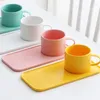 Koppar Saucers Nordic Creative Ceramic Ins Macarone Style Coffee Cup and Fat Set Simple dessert Tray Afternoon Tea With Spoon Hushåll