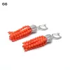 Boucles d'oreilles gg bijoux naturel orange lisse rond des perles de corail argent couleur cz pave levier arrière boules d'oreilles boucles d'oreilles mignonnes pour les femmes