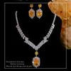 Pendant Necklaces Vintage Necklace Earrings Set For Women Wedding Accessories Bridal Bijoux Engagement Jewellery Yellow Jewelry Sets 2PCS